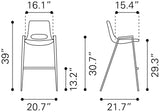Desi White & Walnut Barstool (Set of 2) by Zuomod at Eve Furniture