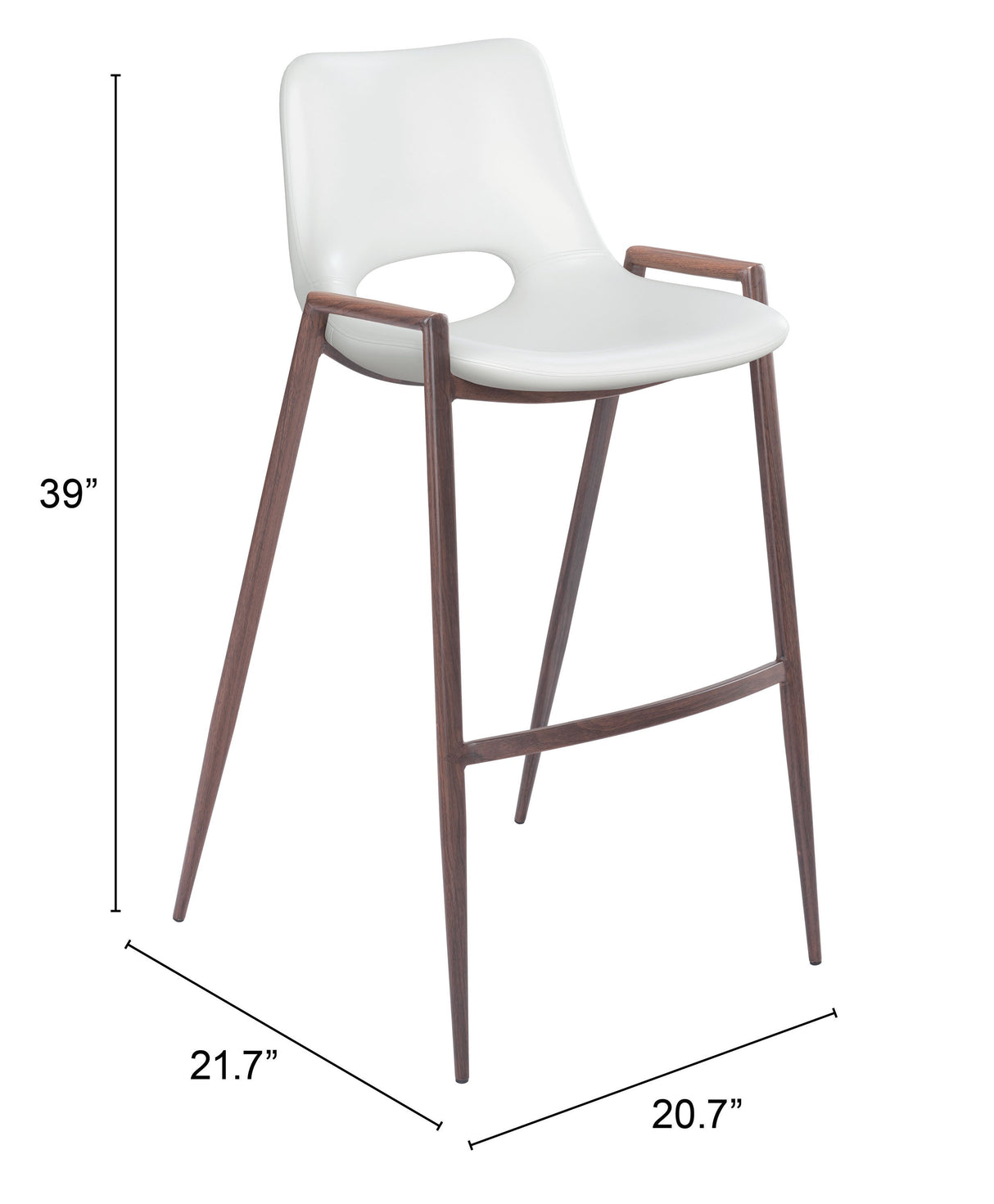 Desi White & Walnut Barstool (Set of 2) by Zuomod at Eve Furniture