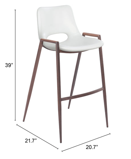 Desi White & Walnut Barstool (Set of 2) by Zuomod at Eve Furniture