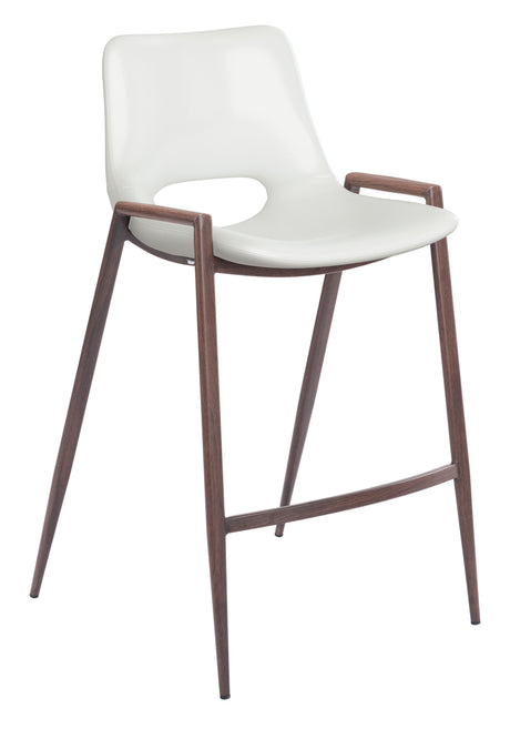 Desi White & Walnut Counter Stool (Set of 2) by Zuomod at Eve Furniture