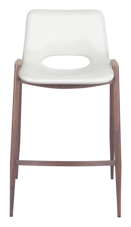 Desi White & Walnut Counter Stool (Set of 2) by Zuomod at Eve Furniture