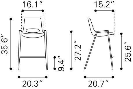 Desi White & Walnut Counter Stool (Set of 2) by Zuomod at Eve Furniture