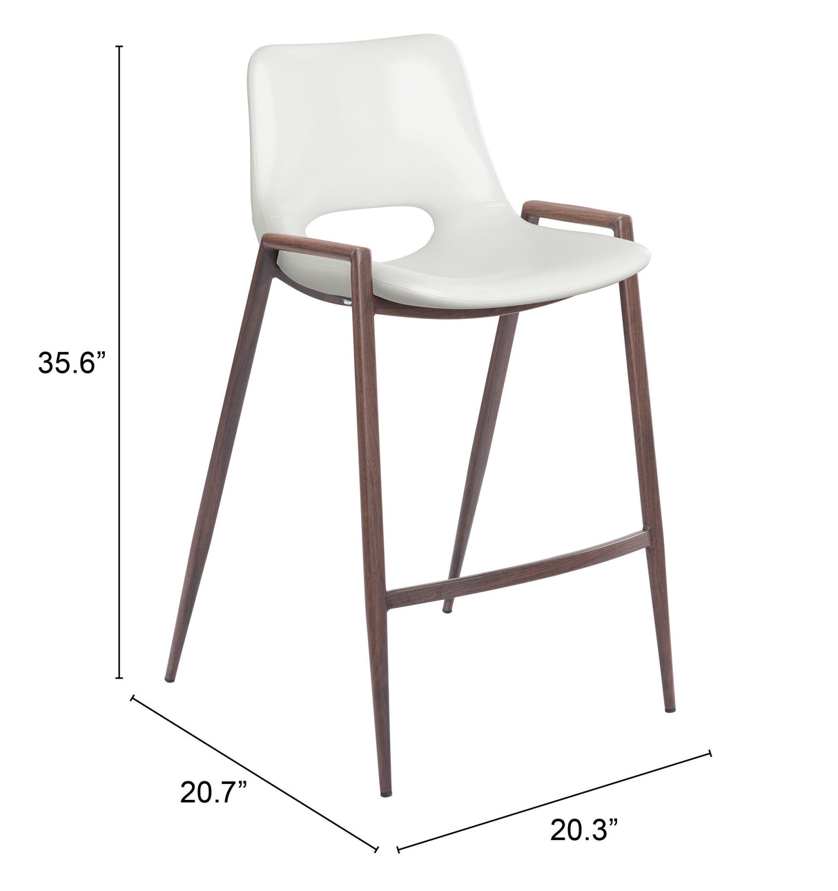 Desi White & Walnut Counter Stool (Set of 2) by Zuomod at Eve Furniture