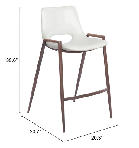 Desi White & Walnut Counter Stool (Set of 2) by Zuomod at Eve Furniture