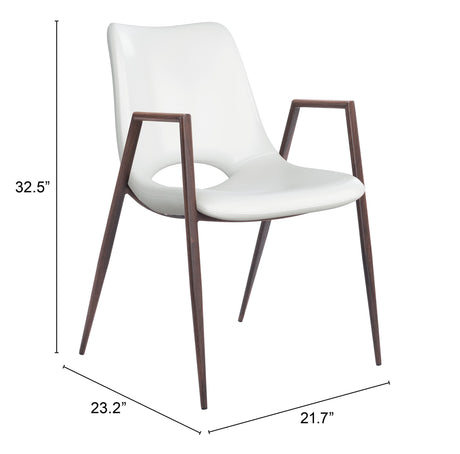 Desi White & Walnut Dining Chair (Set of 2) by Zuomod at Eve Furniture
