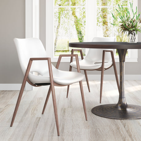 Desi White & Walnut Dining Chair (Set of 2) by Zuomod at Eve Furniture