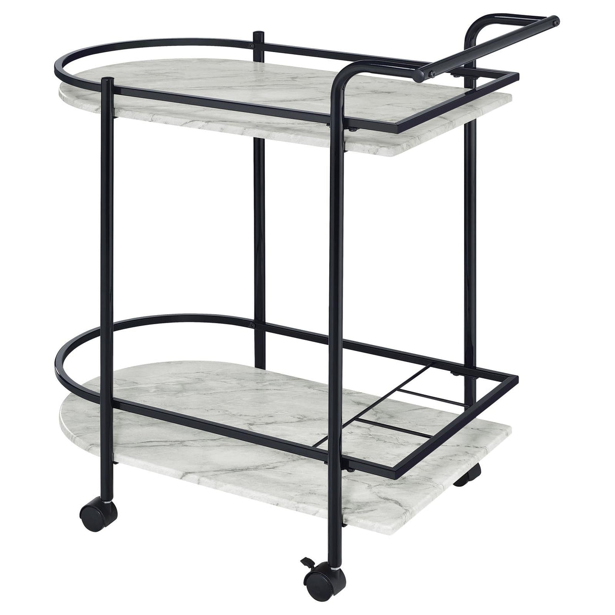 Desiree Black Rack Bar Cart with Casters