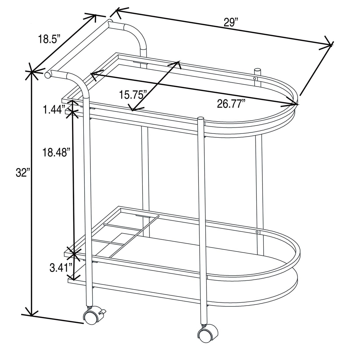 Desiree Gold Rack Bar Cart with Casters