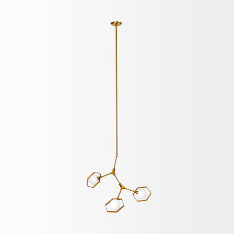 Desousa II Brass-Toned Metal Multi-Arm Three Light Chandelier by Mercana at Eve Furniture