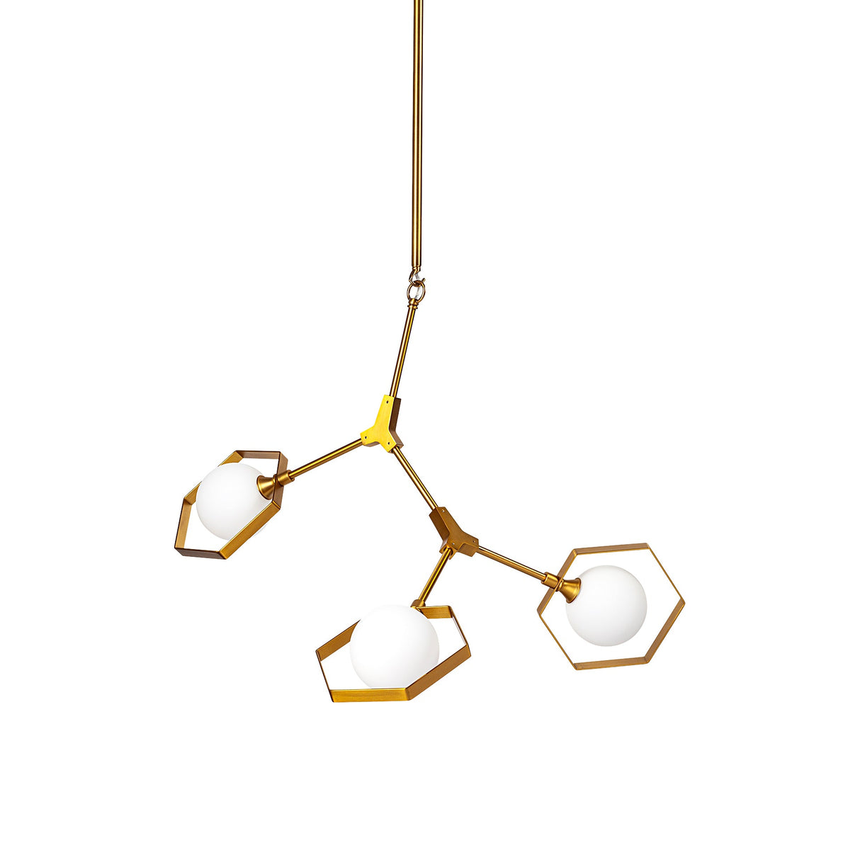 Desousa II Brass-Toned Metal Multi-Arm Three Light Chandelier by Mercana at Eve Furniture