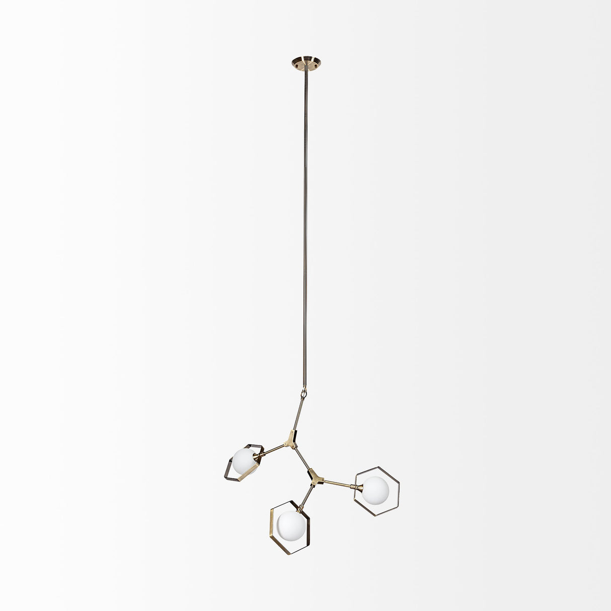 Desousa II Champagne Metal Multi-Arm Three Light Chandelier by Mercana at Eve Furniture