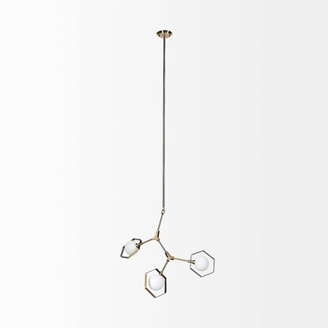 Desousa II Champagne Metal Multi-Arm Three Light Chandelier by Mercana at Eve Furniture