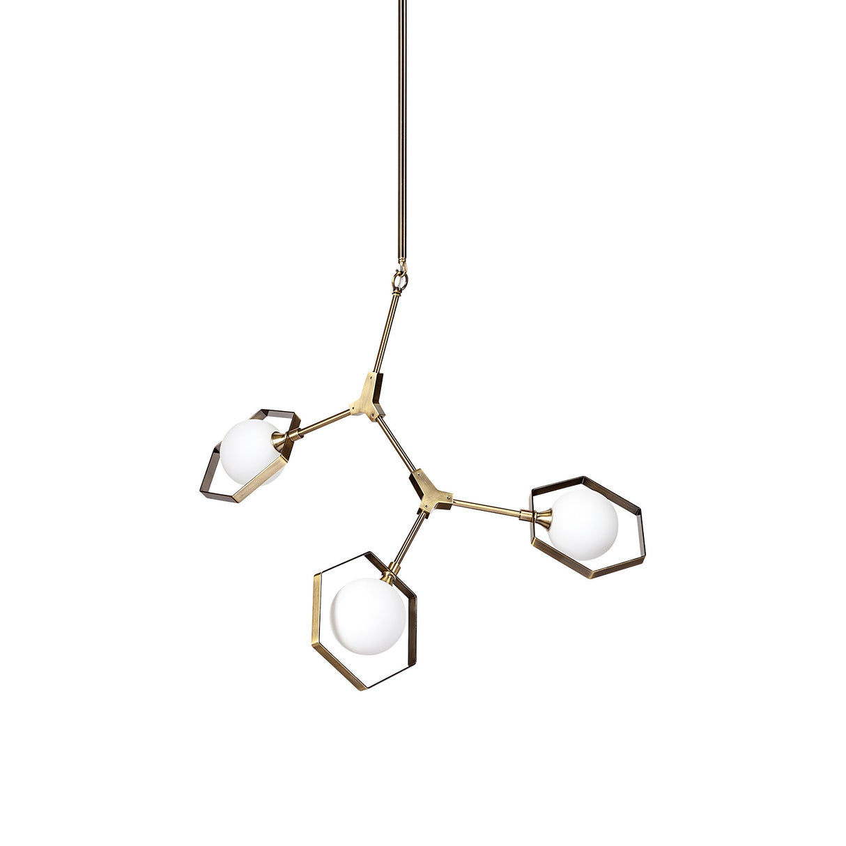 Desousa II Champagne Metal Multi-Arm Three Light Chandelier by Mercana at Eve Furniture