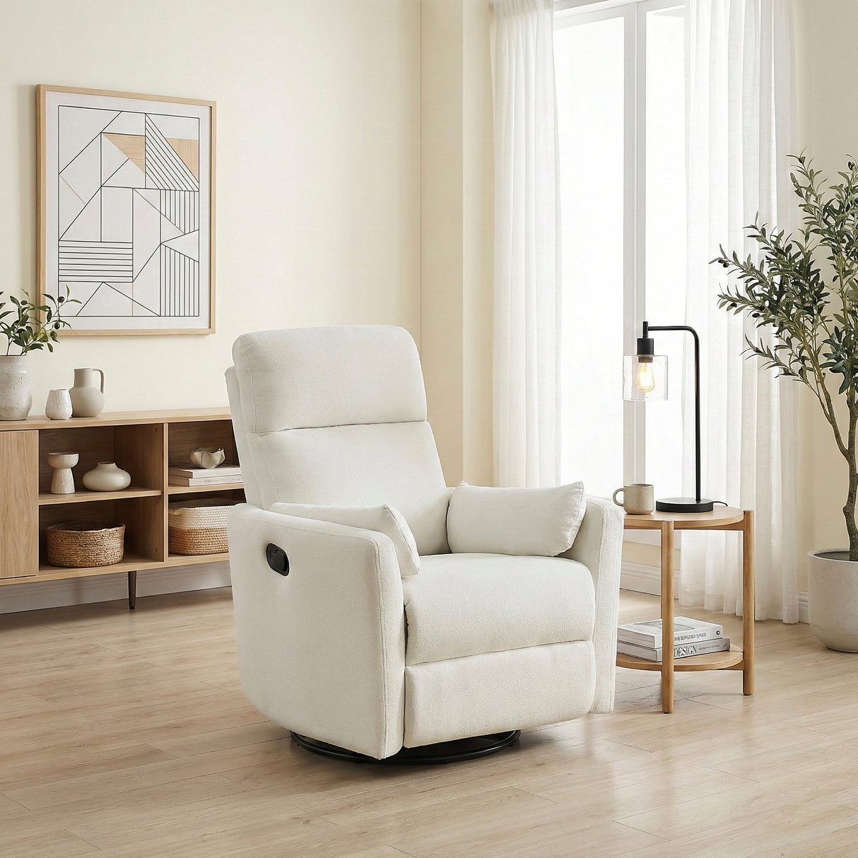 Desso Beige Swivel Glider Reclining Chair