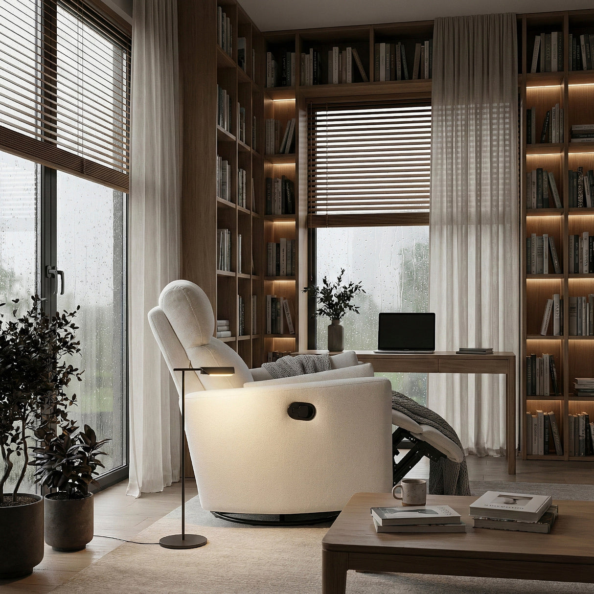 Desso Beige Swivel Glider Reclining Chair