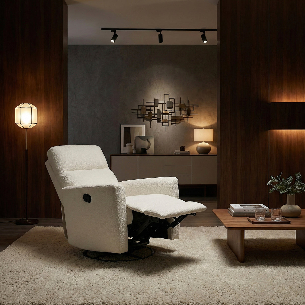 Desso Beige Swivel Glider Reclining Chair
