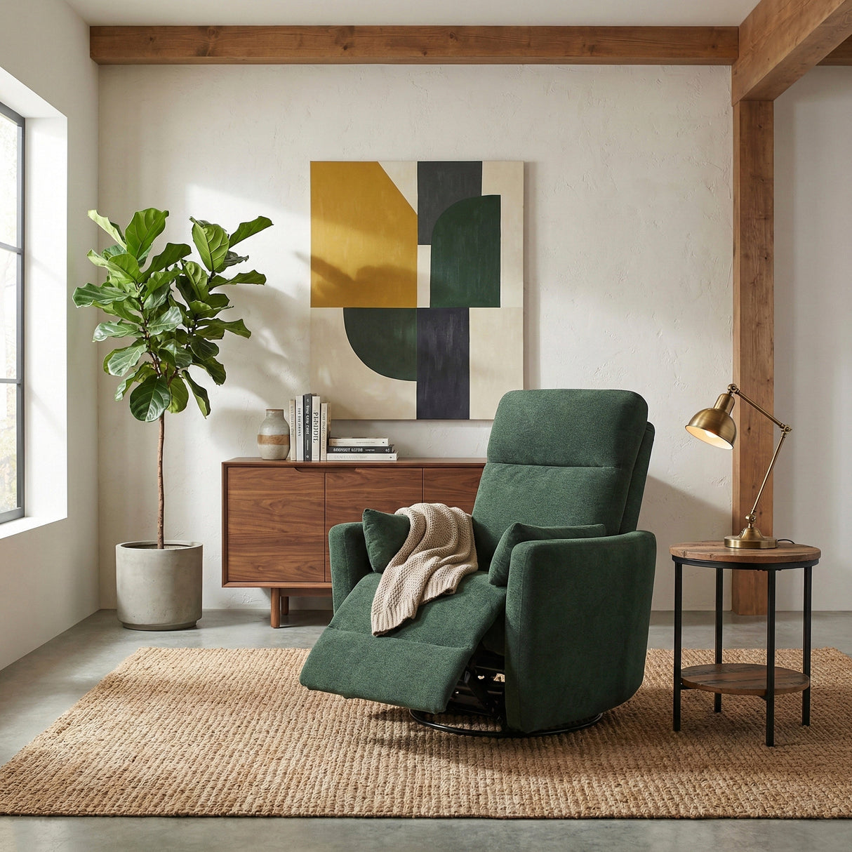 Desso Green Swivel Glider Reclining Chair
