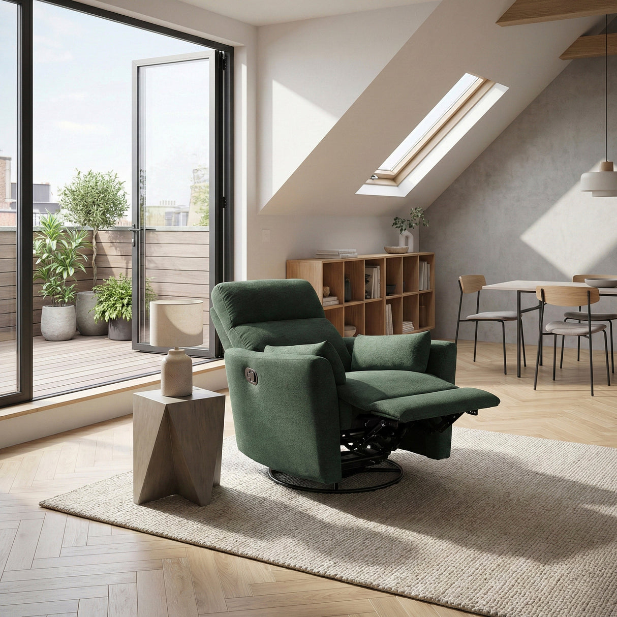 Desso Green Swivel Glider Reclining Chair