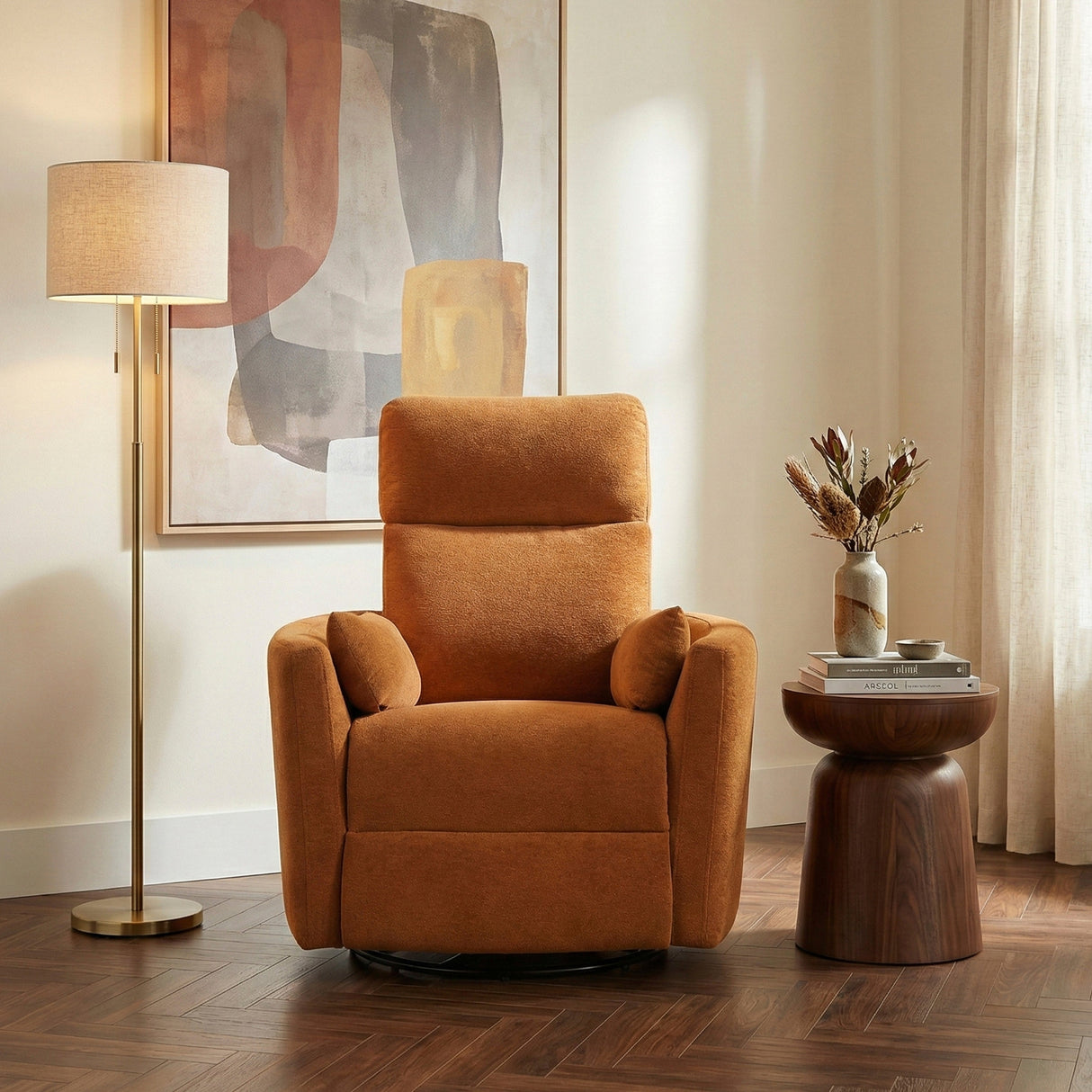 Desso Orange Swivel Glider Reclining Chair