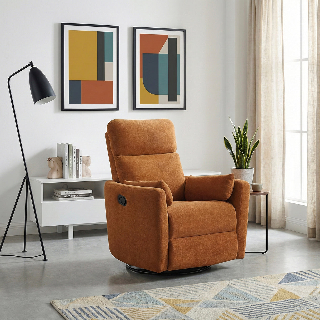 Desso Orange Swivel Glider Reclining Chair