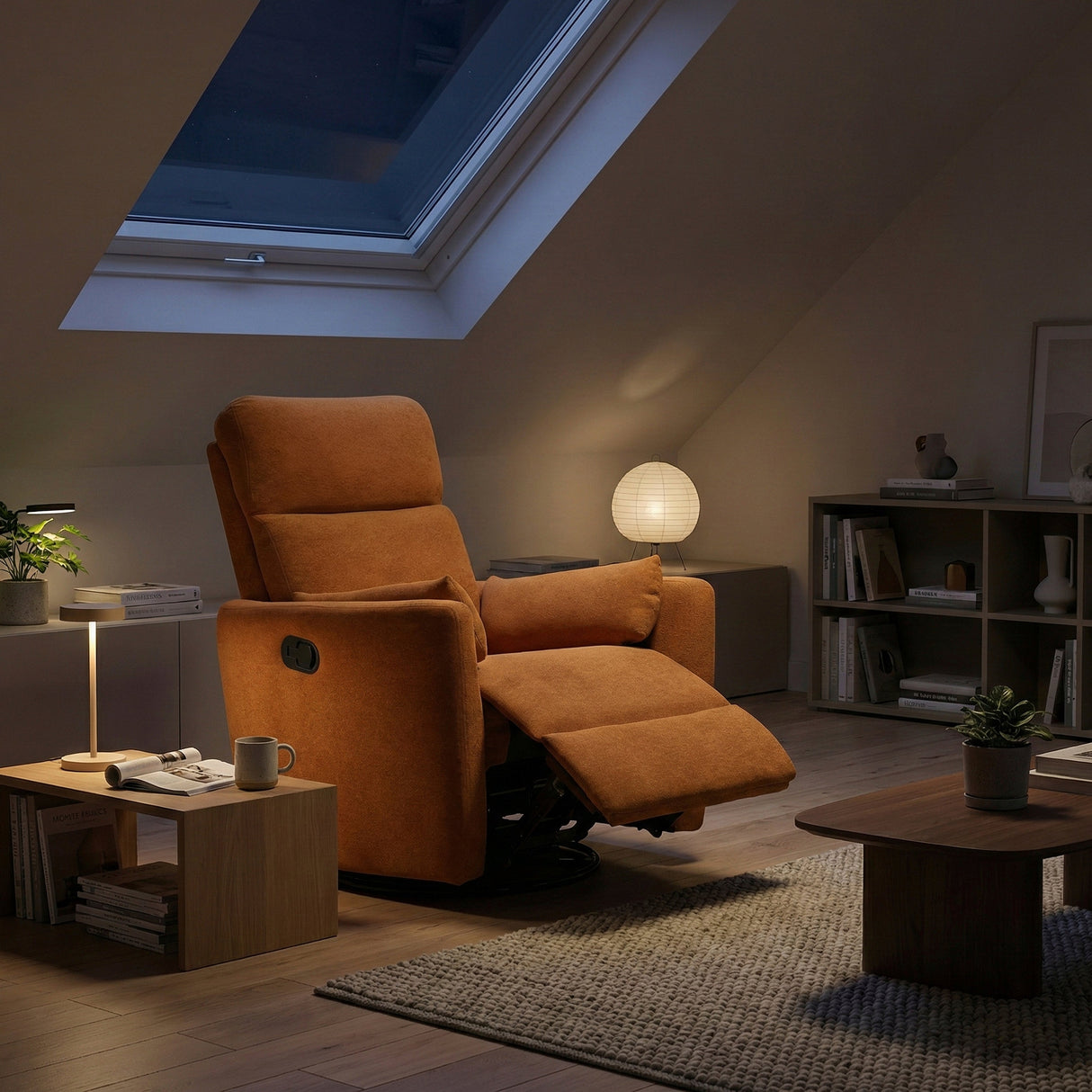 Desso Orange Swivel Glider Reclining Chair