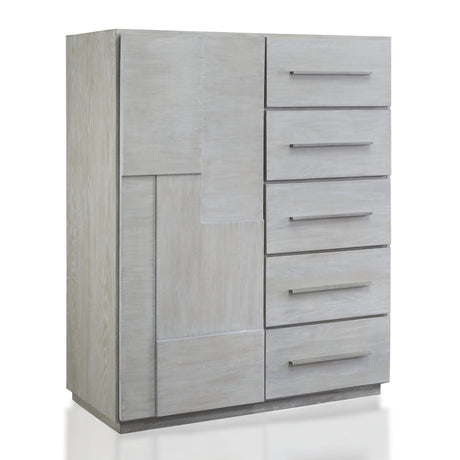 Destination Five Drawer One Door Sweater Chest in Cotton Grey by Modus Furniture at Eve Furniture