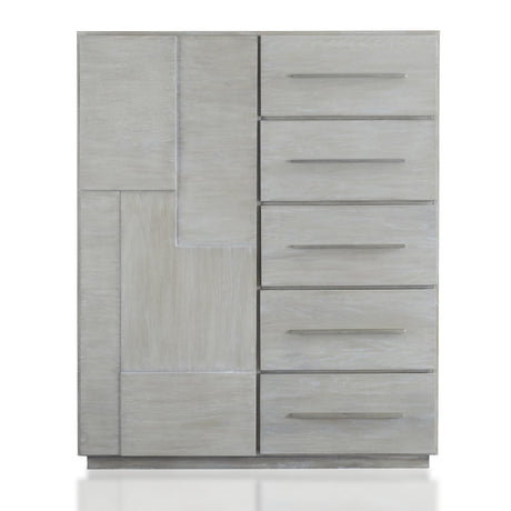 Destination Five Drawer One Door Sweater Chest in Cotton Grey by Modus Furniture at Eve Furniture
