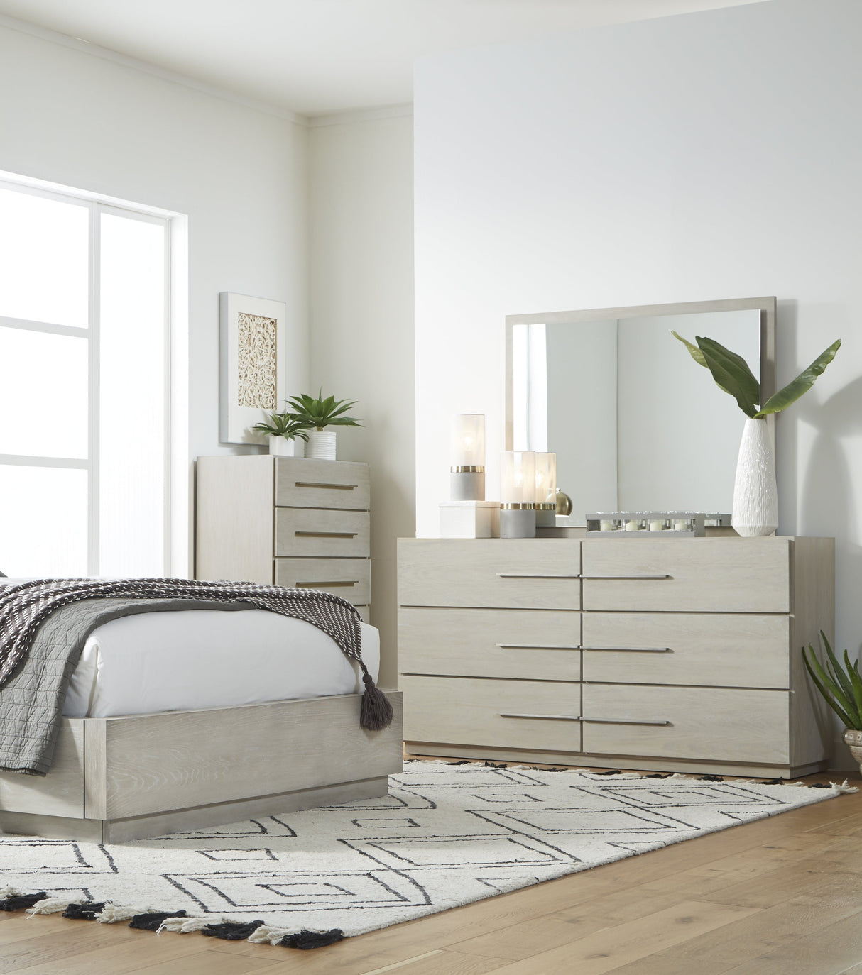 Destination Floating Glass Mirror in Cotton Grey by Modus Furniture at Eve Furniture
