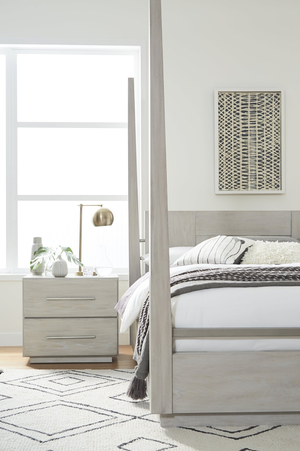 Destination Two Drawer Nightstand in Cotton Grey by Modus Furniture at Eve Furniture