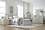 Destination Wood Queen Poster Bed in Cotton Grey by Modus Furniture at Eve Furniture