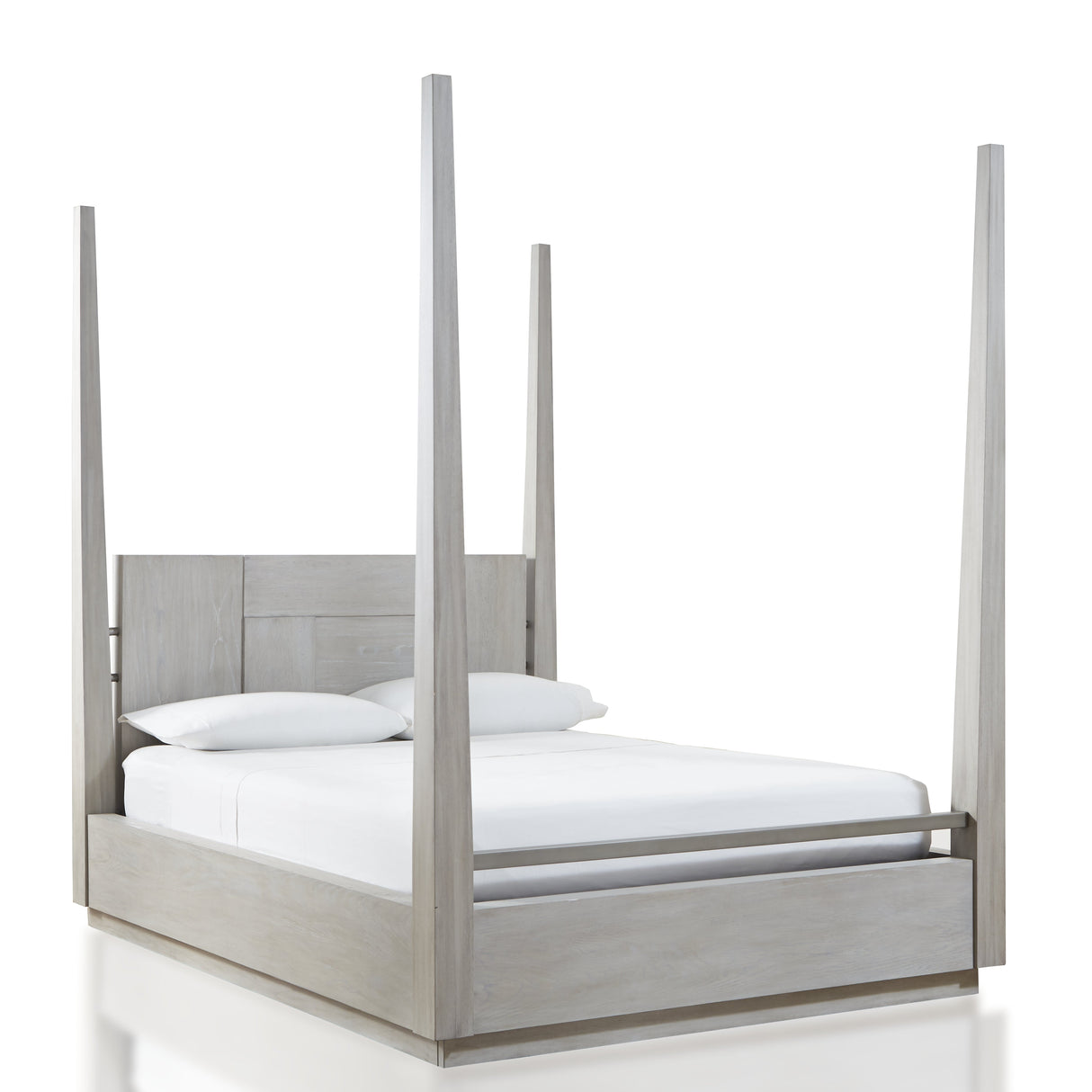 Destination Wood Queen Poster Bed in Cotton Grey by Modus Furniture at Eve Furniture