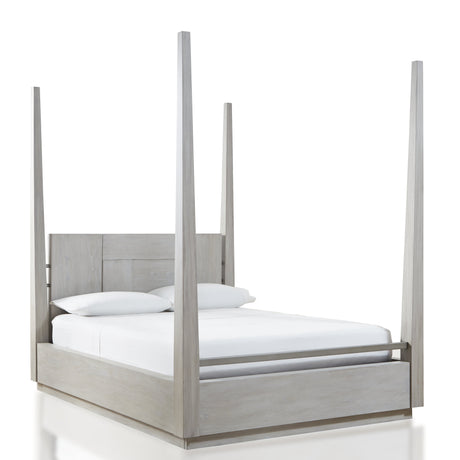 Destination Wood Queen Poster Bed in Cotton Grey by Modus Furniture at Eve Furniture