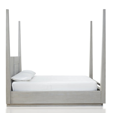 Destination Wood Queen Poster Bed in Cotton Grey by Modus Furniture at Eve Furniture