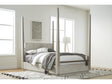 Destination Wood Queen Poster Bed in Cotton Grey by Modus Furniture at Eve Furniture