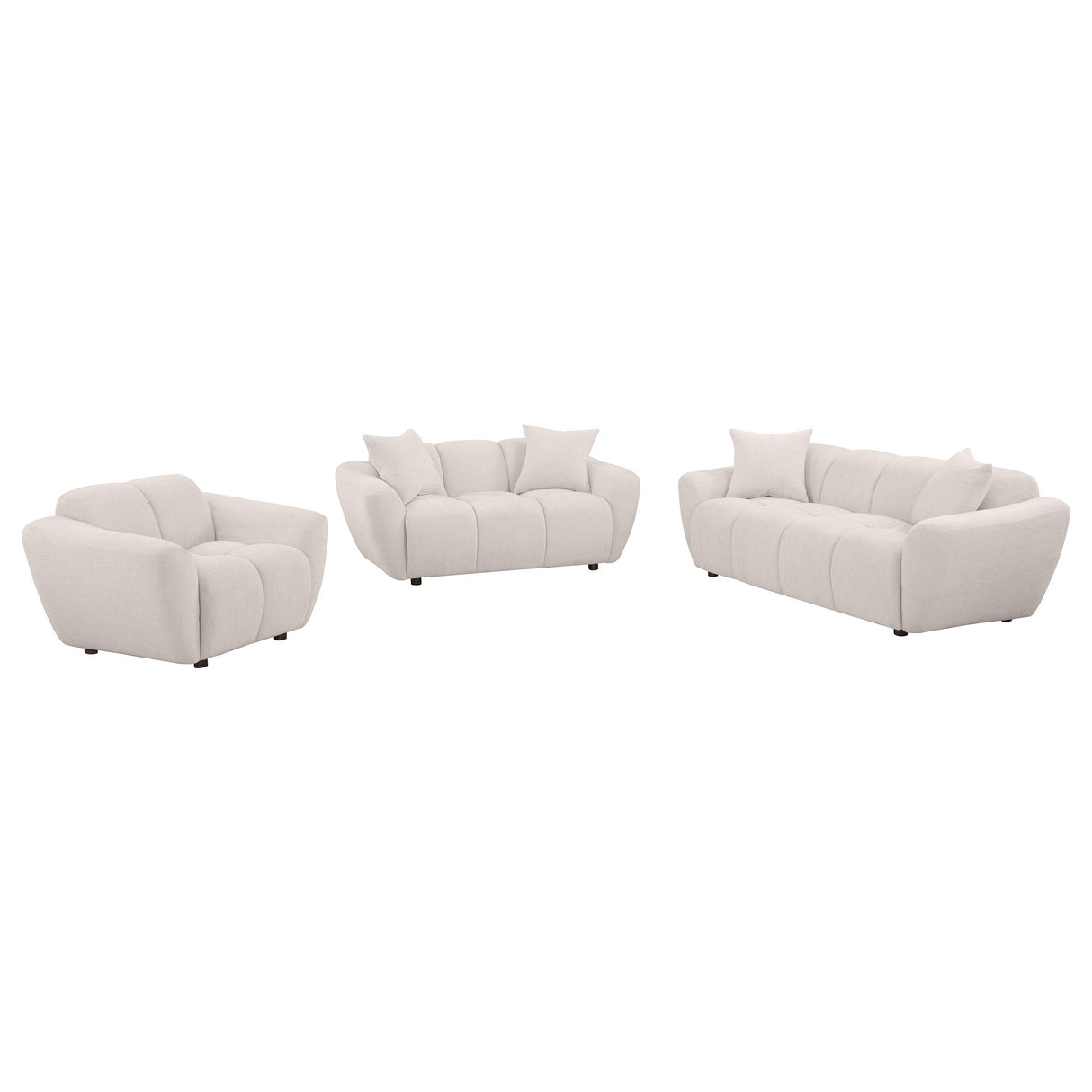 Destino 3-piece Chenille Splayed Arm Sofa Set Greige by Coaster at Eve Furniture