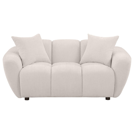 Destino Greige Chenille Upholstered Splayed Arm Loveseat by Coaster at Eve Furniture