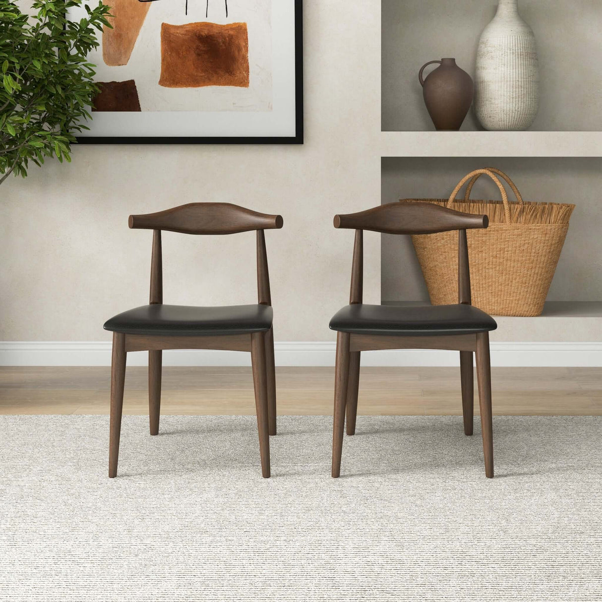 Destiny Dining Chairs (Set of 2) Black Vegan Leather