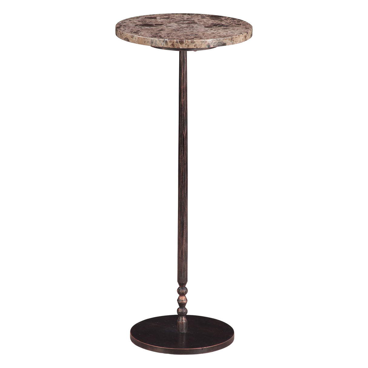 Detroit 10" Side Table in Dark Emperador Marble with Casted Base by Home Trends & Design at Eve Furniture
