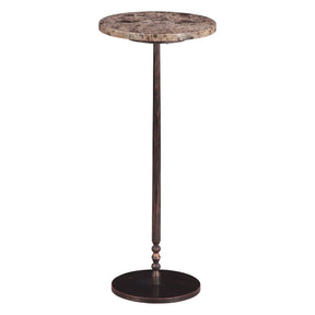 Detroit 10" Side Table in Dark Emperador Marble with Casted Base by Home Trends & Design at Eve Furniture