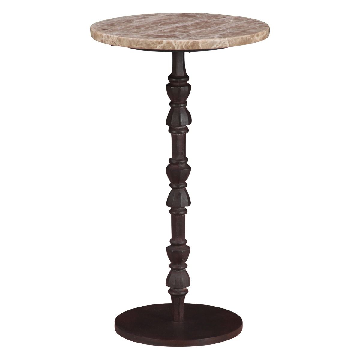 Detroit 12" Side Table in Light Emperador Marble with Casted Base by Home Trends & Design at Eve Furniture