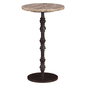 Detroit 12" Side Table in Light Emperador Marble with Casted Base by Home Trends & Design at Eve Furniture