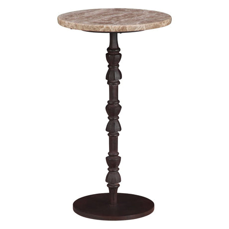 Detroit 12" Side Table in Light Emperador Marble with Casted Base by Home Trends & Design at Eve Furniture