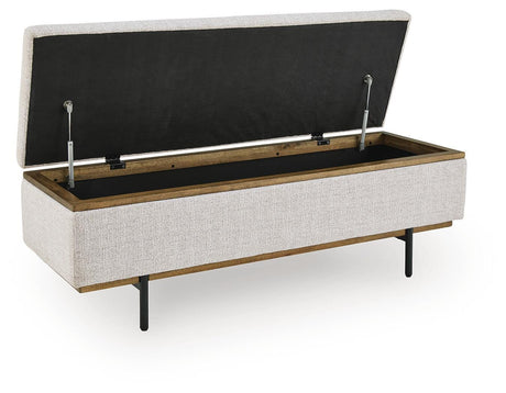 Dettaford Next-Gen Nuvella Stone Storage Bench by Ashley at Eve Furniture