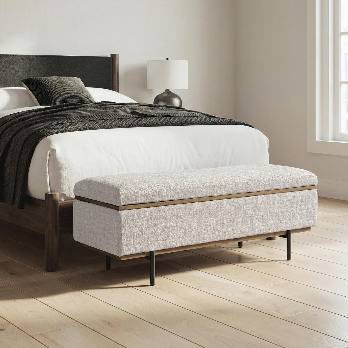 Dettaford Next-Gen Nuvella Stone Storage Bench by Ashley at Eve Furniture