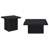 Devar Black 2-Piece Square Cocktail Coffee End Table Set by Coaster at Eve Furniture