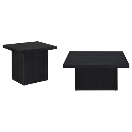 Devar Black 2-Piece Square Cocktail Coffee End Table Set by Coaster at Eve Furniture