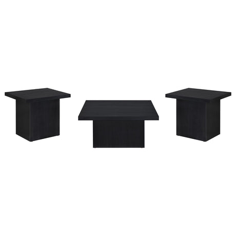 Devar Black 3-Piece Square Cocktail Coffee End Table Set by Coaster at Eve Furniture