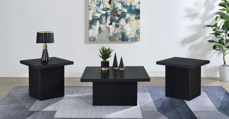 Devar Black 3-Piece Square Cocktail Coffee End Table Set by Coaster at Eve Furniture
