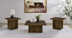 Devar Dark Pine 3-Piece Square Coffee and End Table Set by Coaster at Eve Furniture