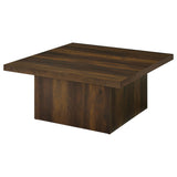 Devar Dark Pine Square Engineered Wood Cocktail Coffee Table by Coaster at Eve Furniture